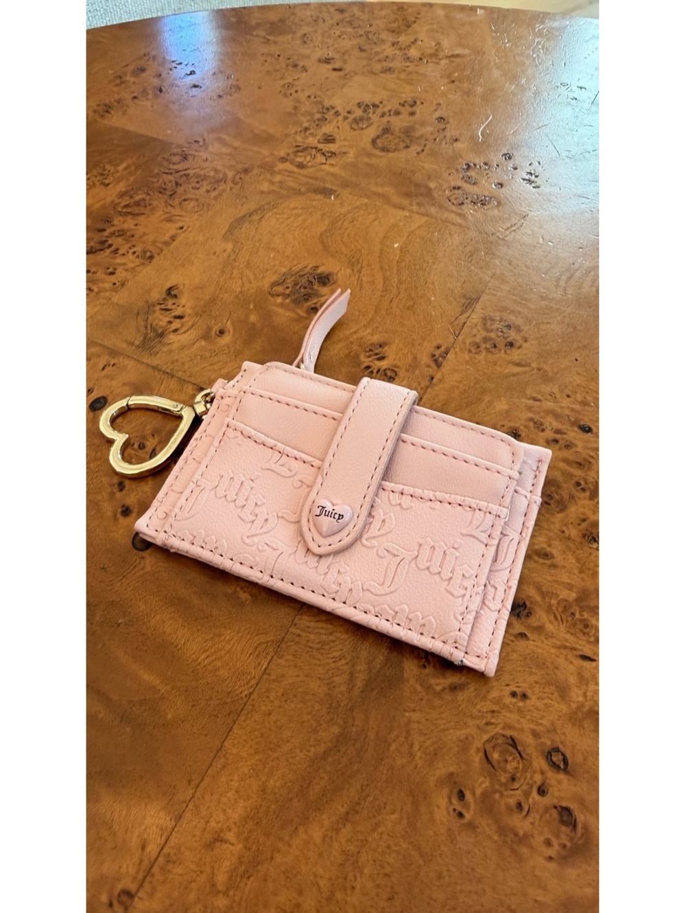 Juicy Couture Pink Card Holder with Heart Keychain